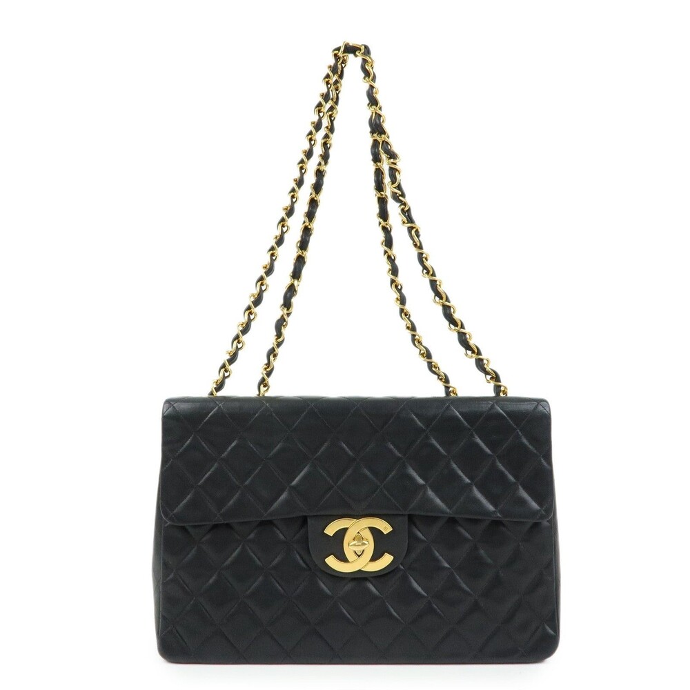 Chanel Jumbo Matelasse 34 Lambskin Flap Bag Black